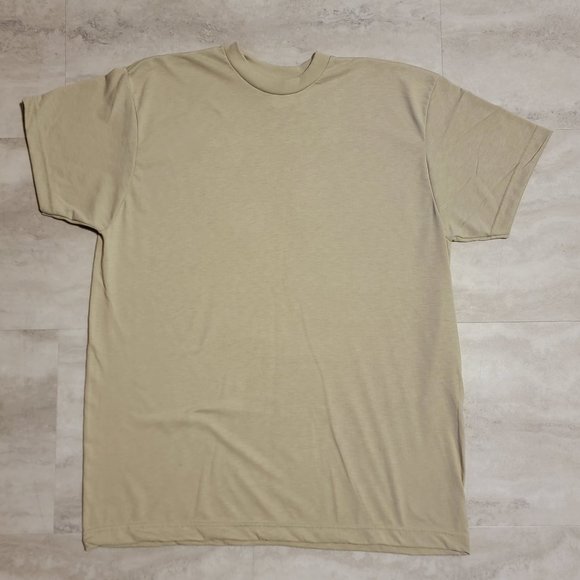 Vintage No Brand Paper Tag Made in Leavenworth, KS USA Tan High Neck T-Shirt XL - Picture 1 of 5